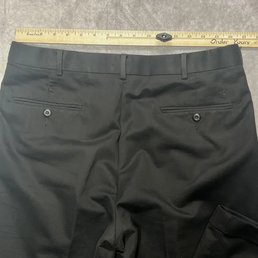 Vintage DOCKERS Pleated Pants Mens 34x34 Black Classic Straight Leg D4Cuffed Y2K
